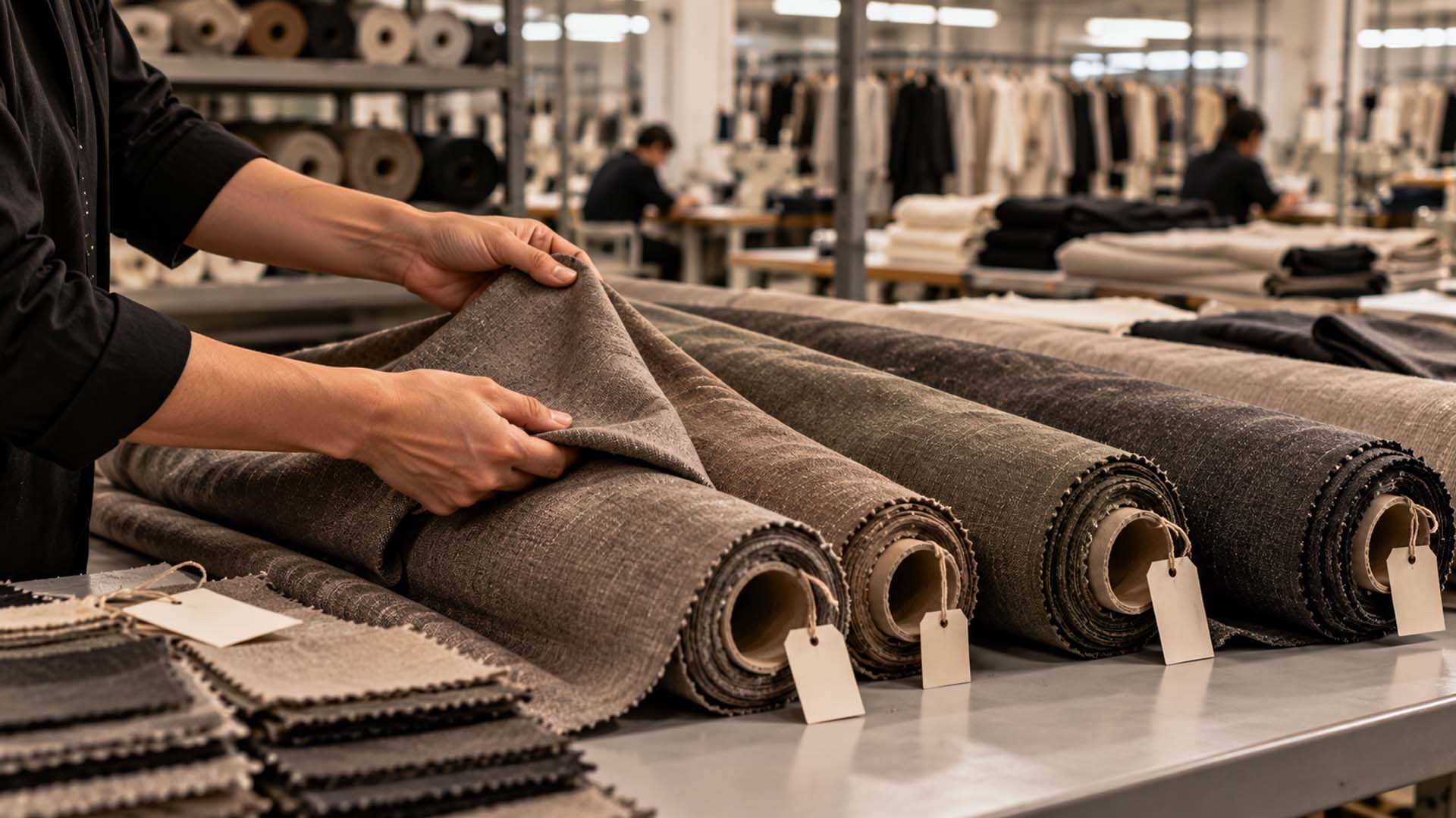 Vergleich der Farbgleichmäßigkeit zwischen verschiedenen Stoffrollen aus Restbeständen
