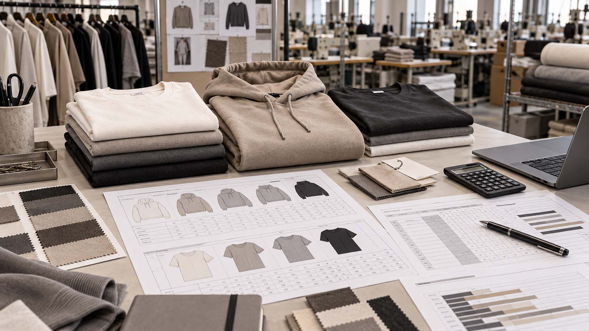 Nötr ve sezonluk giysi renklerini içeren, kontrollü moda koleksiyonu renk paleti