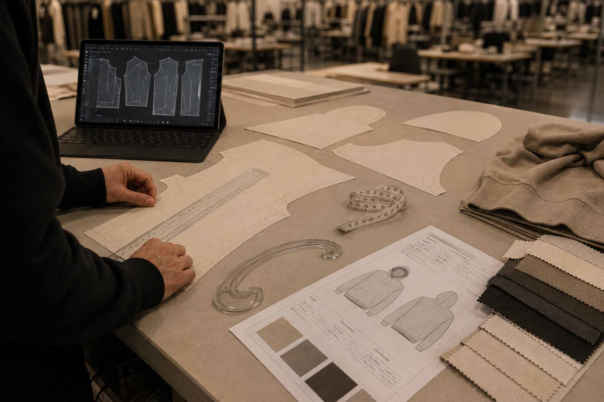 Garment pattern development from a tech pack for custom clothing production