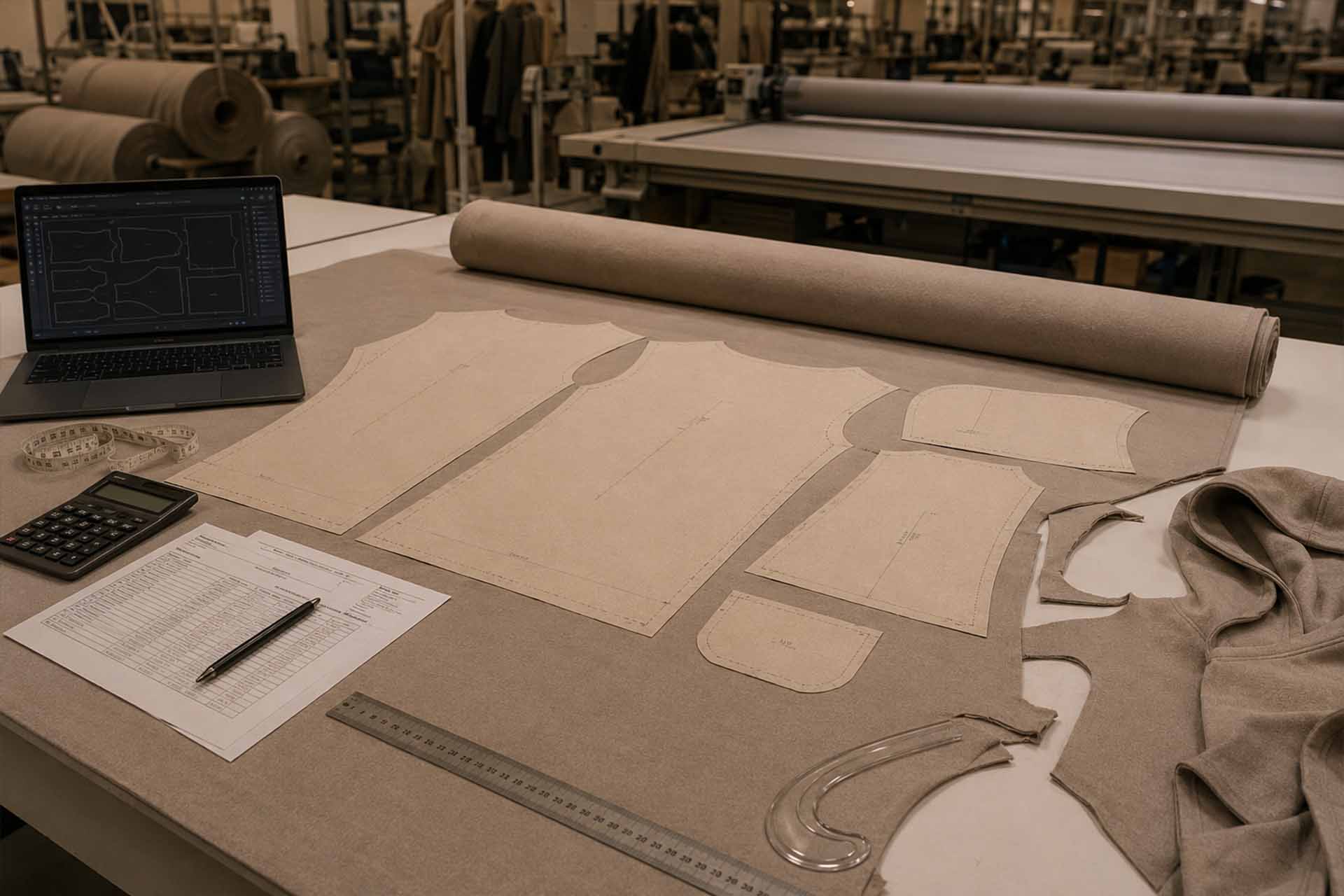 Garment pattern marker planning for efficient fabric consumption in clothing production